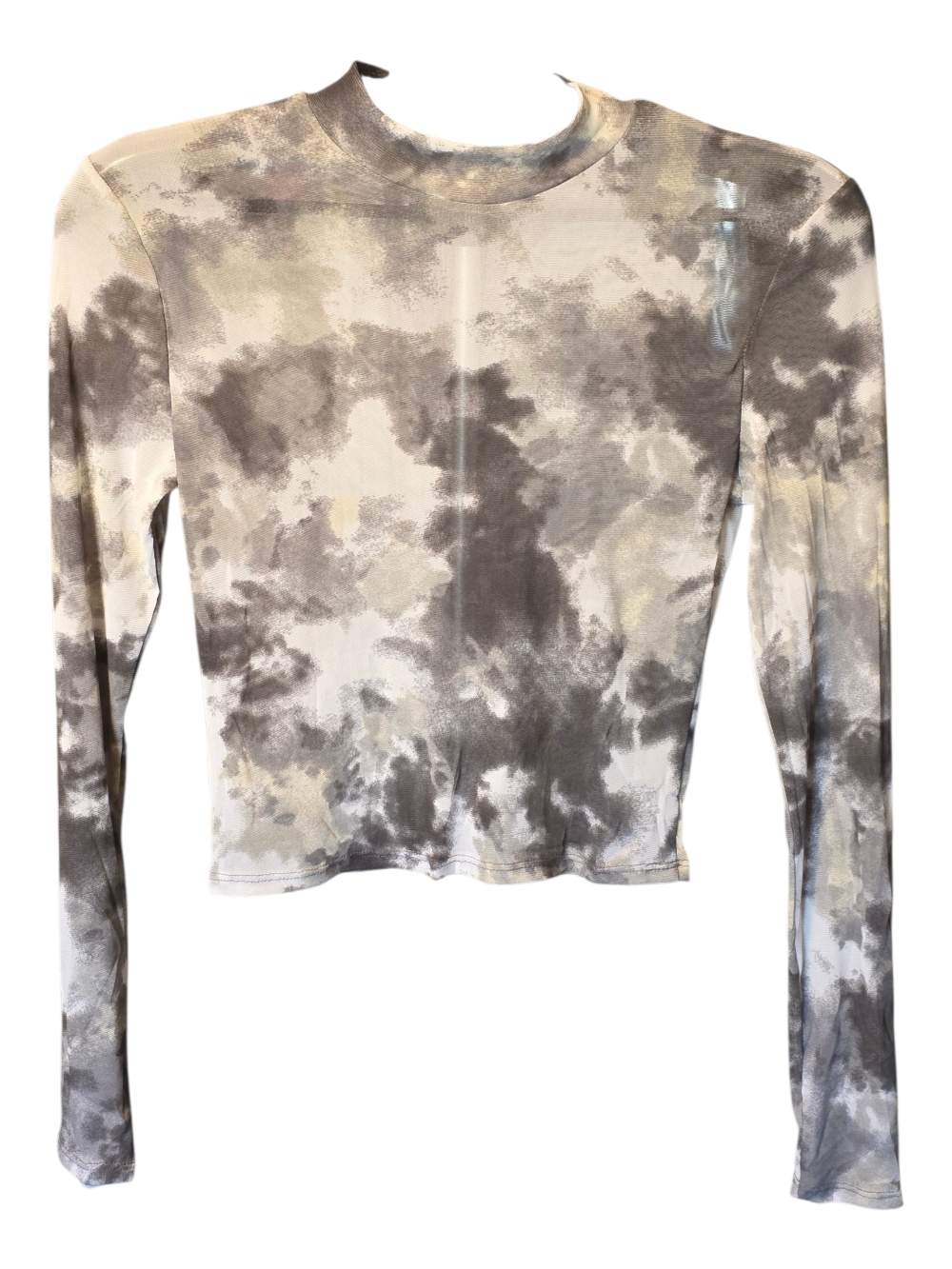 Timing Gray and Cream Tie-Dye Long Sleeve Crewneck Top